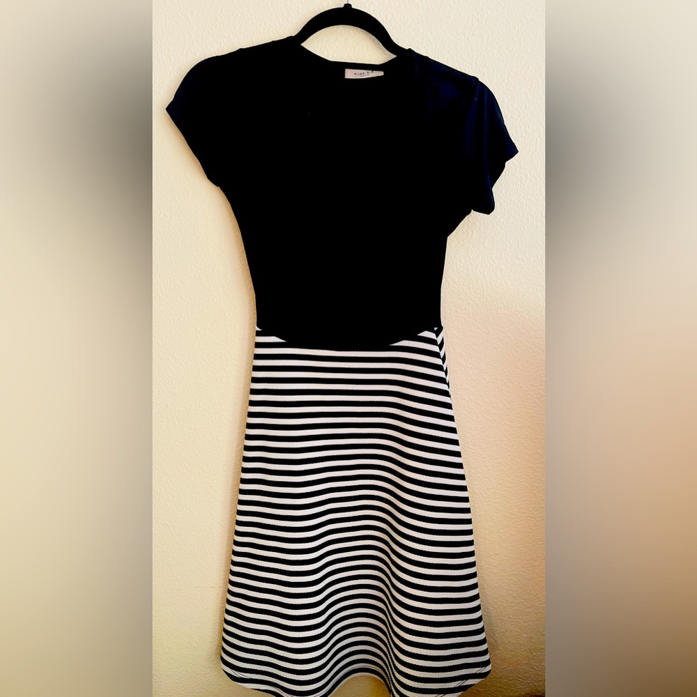 Summer dress - black and white stripe cute formal dress for date night